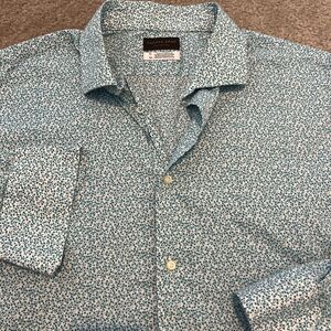 Thomas Dean Men's Teal Floral Button-Down Shirt